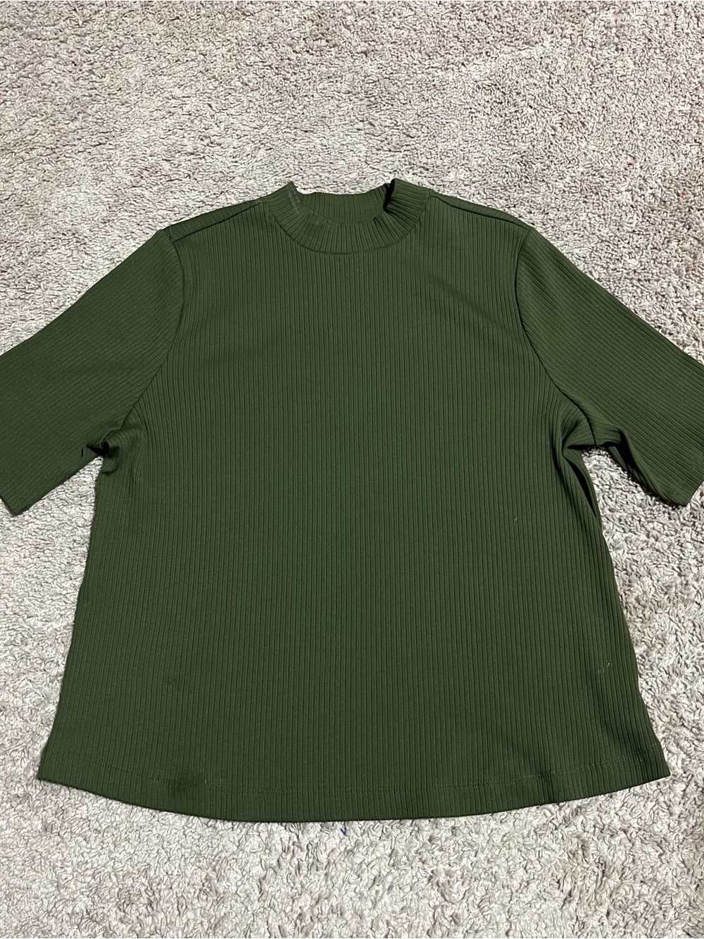 Old Navy Women’s Green Solid Ribbed Knit Top Short Sleeve Mock Neck Regular 2X